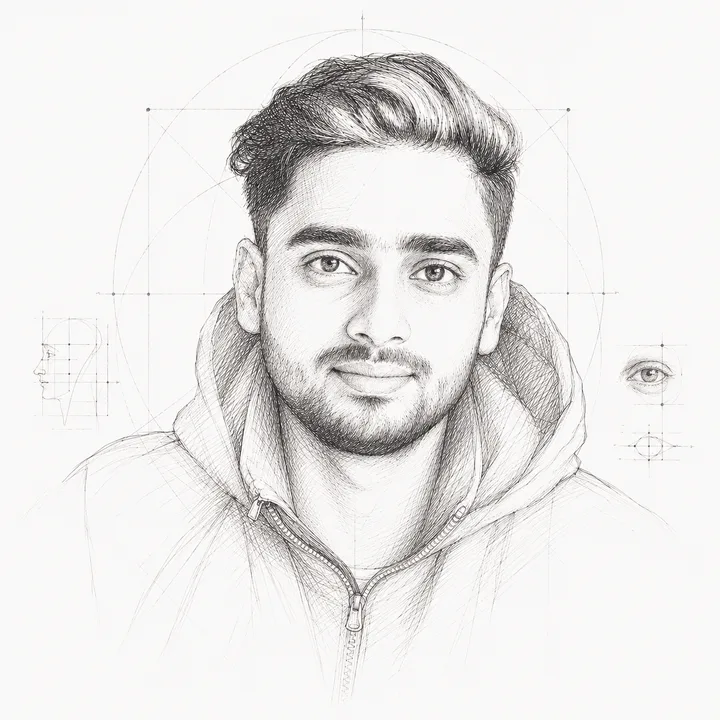 Ink-sketch portrait of Aditya Bhandari, Project Director & Solution Architect based in Kathmandu, Nepal